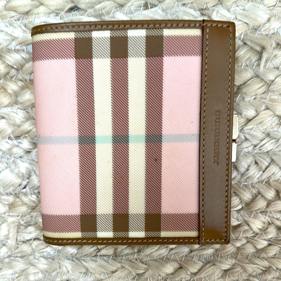 Burberry Accessories - Burberry Pink and Brown Checkered Wallet